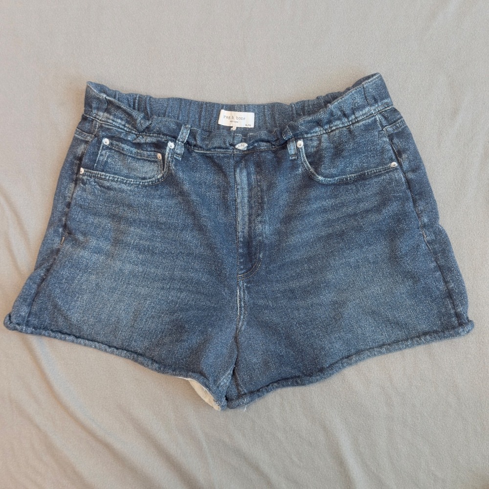 Rag & Bone Miramar Shorts Women XL Blue Excellent Denim Print French Terry